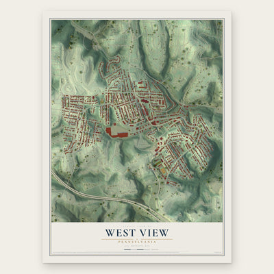 West View, Pennsylvania map print, the full design