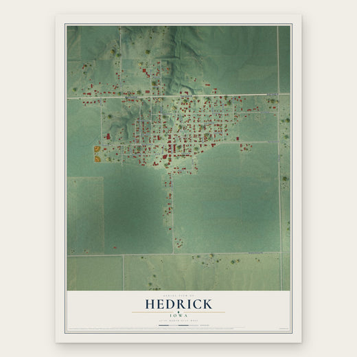 Hedrick, Iowa map print, the full design