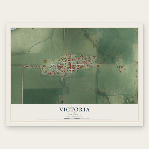 Victoria, Illinois map print, the full design