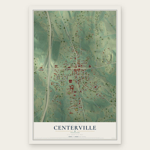 Centerville, Texas map print, the full design