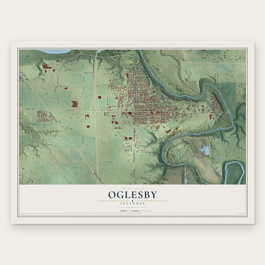 Oglesby, Illinois map print, the full design