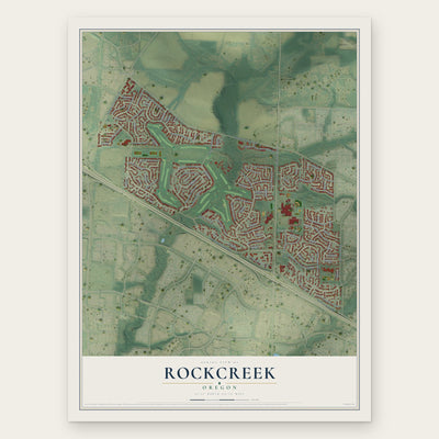 Rockcreek, Oregon map print, the full design