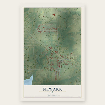 Newark, Texas map print, the full design