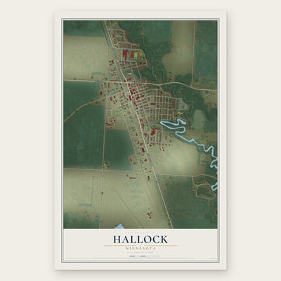 Hallock, Minnesota map print, the full design