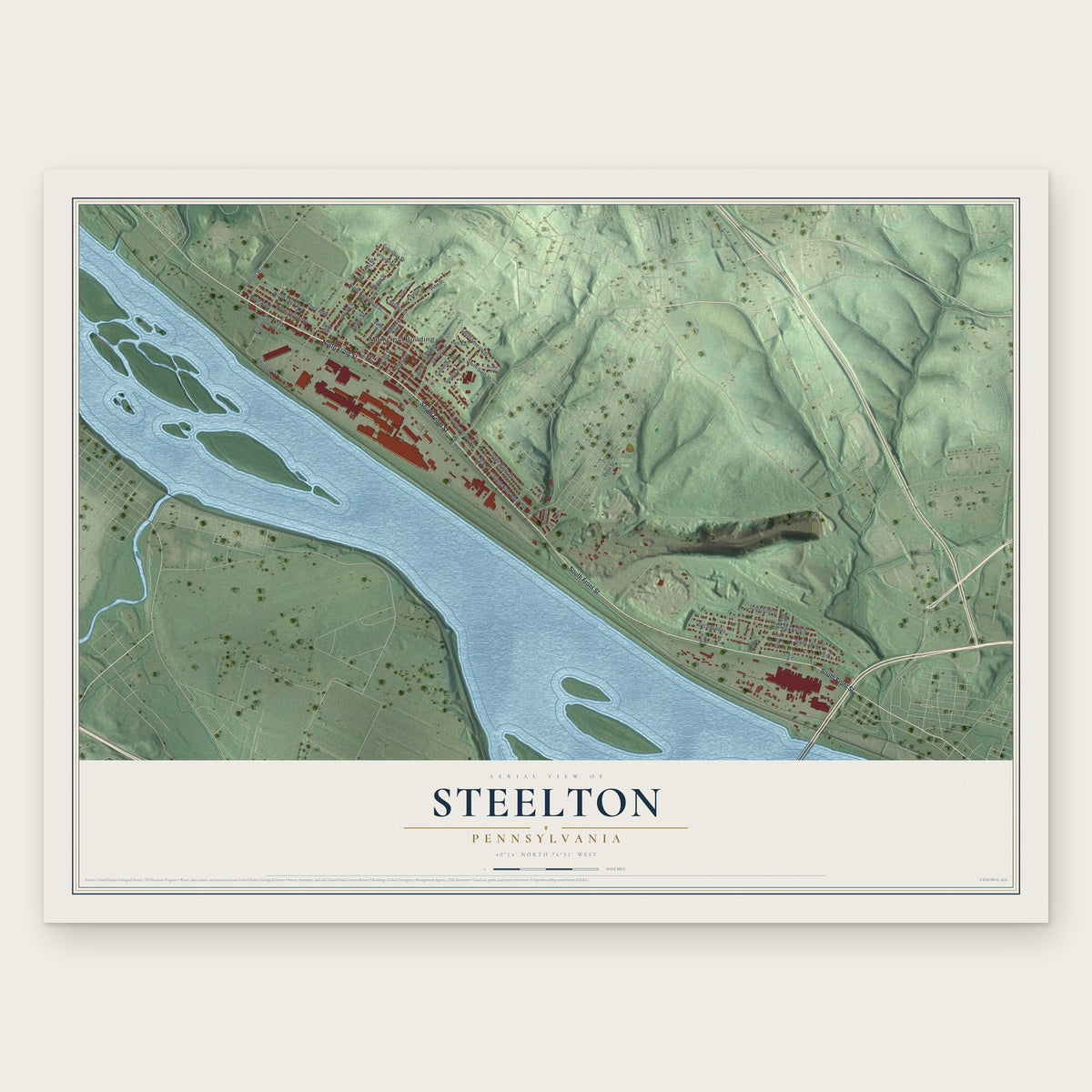 Steelton, Pennsylvania map print, the full design
