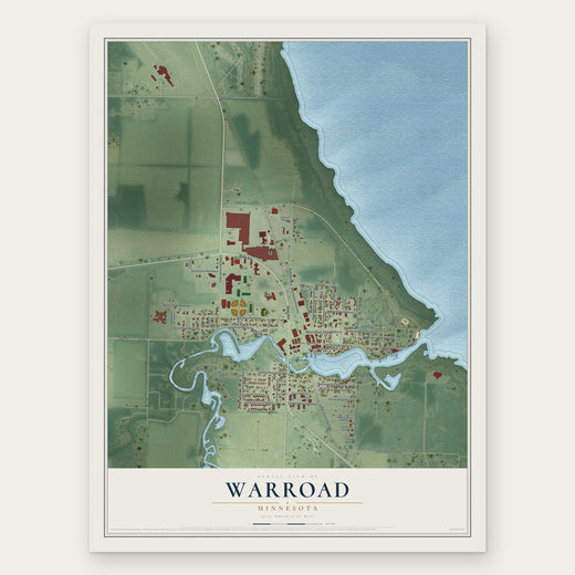 Warroad, Minnesota map print, the full design