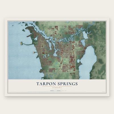 Tarpon Springs, Florida map print, the full design