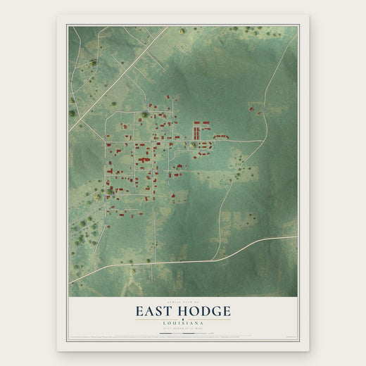 East Hodge, Louisiana map print, the full design