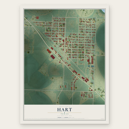 Hart, Texas map print, the full design