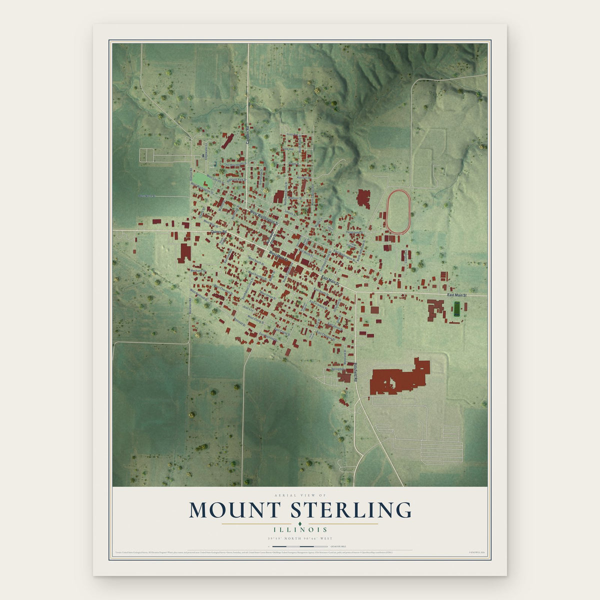 Mount Sterling, Illinois map print, the full design
