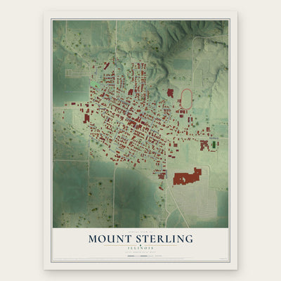 Mount Sterling, Illinois map print, the full design