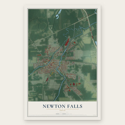 Newton Falls, Ohio map print, the full design