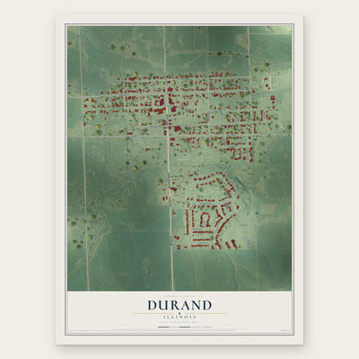 Durand, Illinois map print, the full design