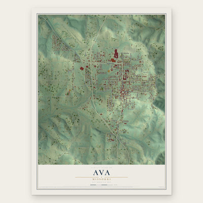 Ava, Missouri map print, the full design