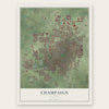 Champaign, Illinois map print, the full design