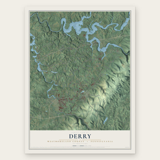 Derry, Westmoreland County, Pennsylvania map print, the full design