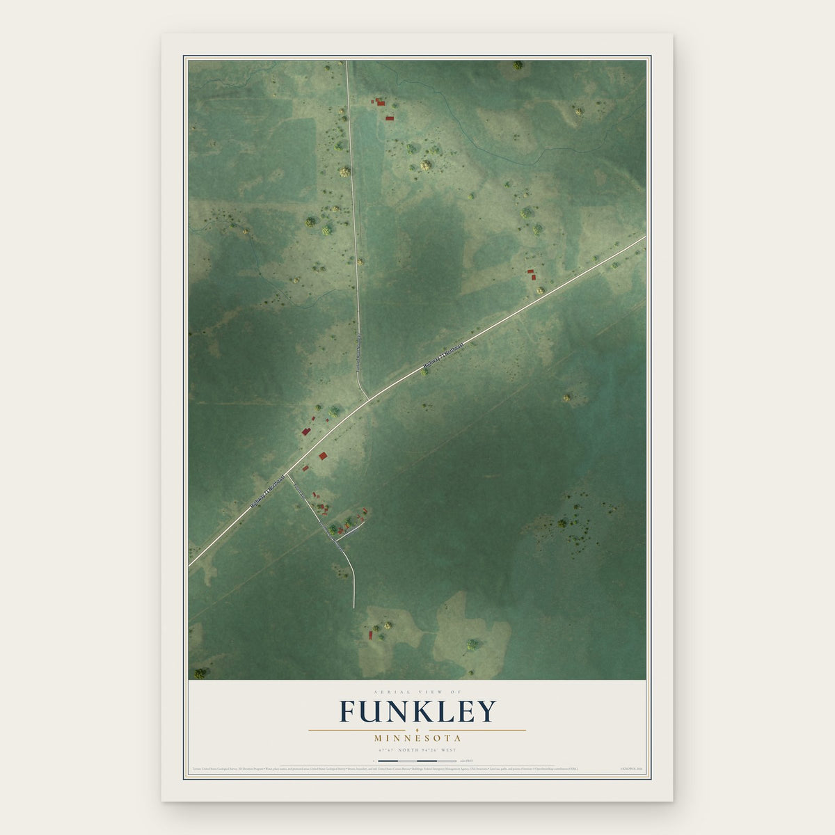 Funkley, Minnesota map print, the full design