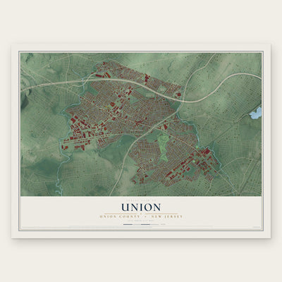 Union, Union County, New Jersey map print, the full design