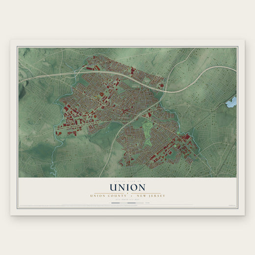 Union, Union County, New Jersey map print, the full design