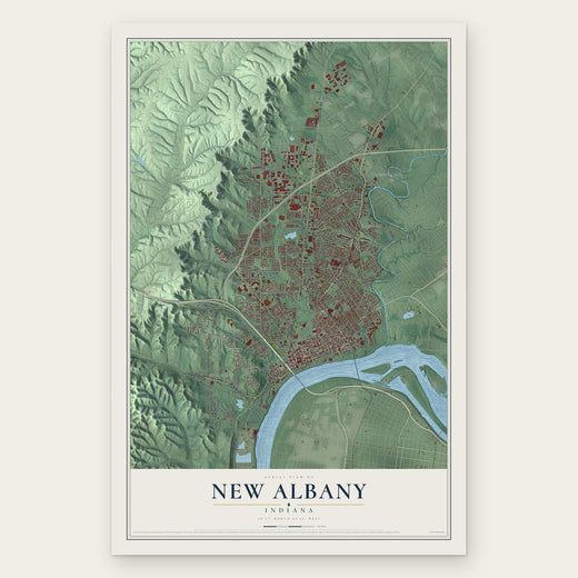 New Albany, Indiana map print, the full design