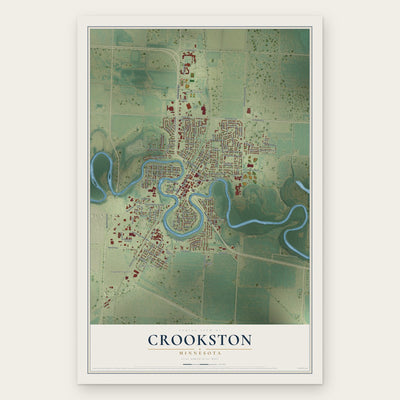 Crookston, Minnesota map print, the full design