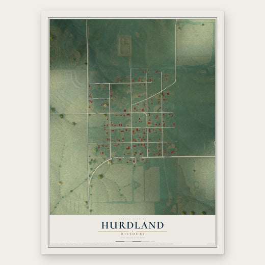 Hurdland, Missouri map print, the full design
