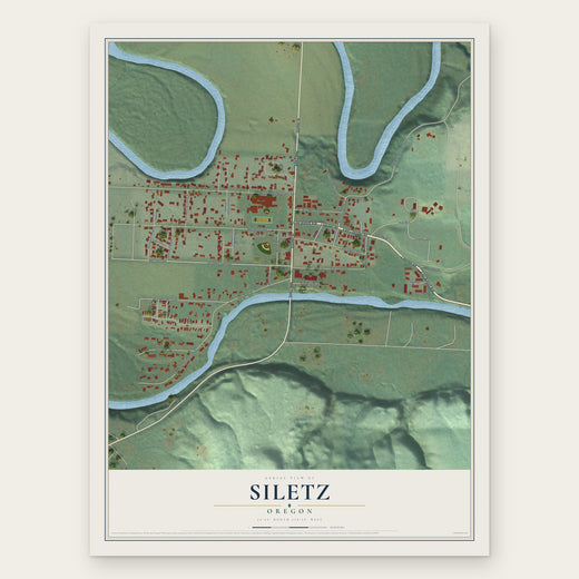 Siletz, Oregon map print, the full design
