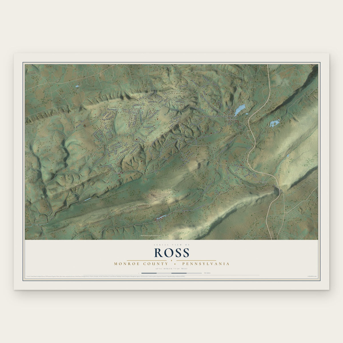 Ross, Monroe County, Pennsylvania map print, the full design