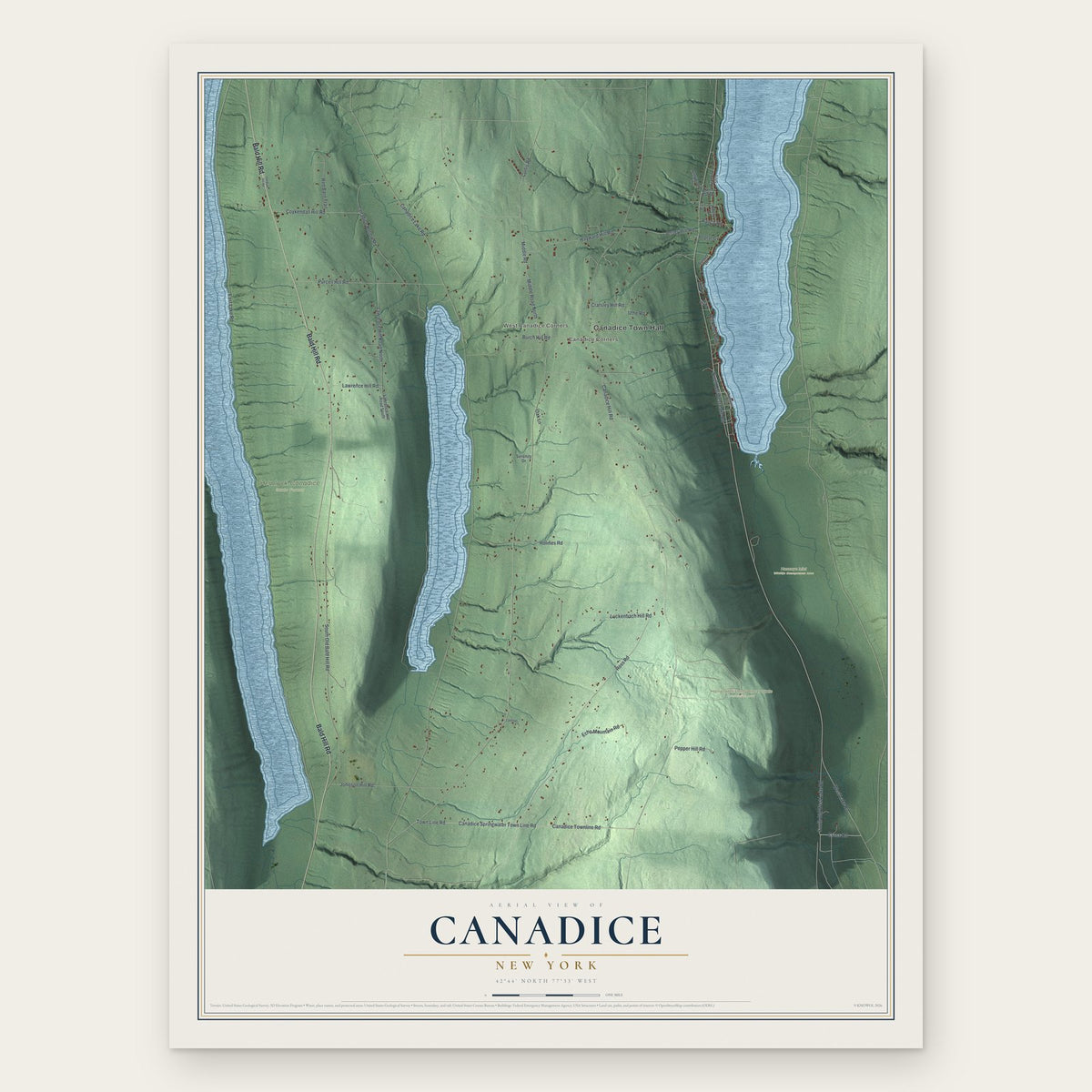 Canadice, New York map print, the full design