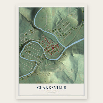 Clarksville, Pennsylvania map print, the full design