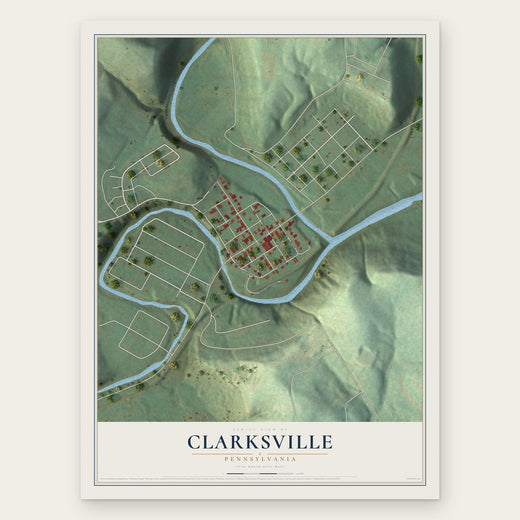 Clarksville, Pennsylvania map print, the full design