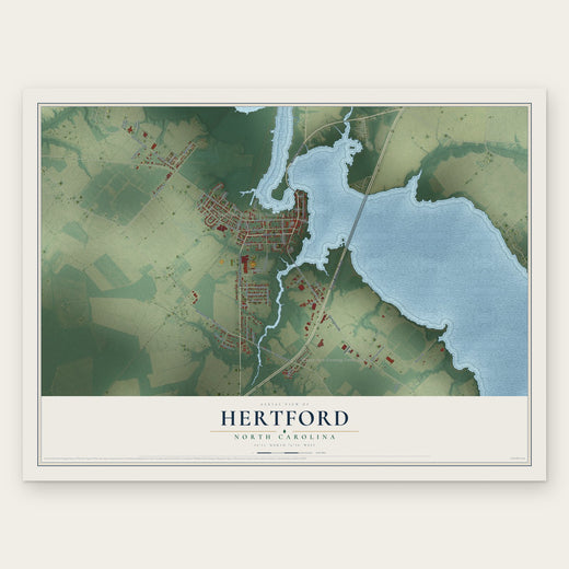 Hertford, North Carolina map print, the full design