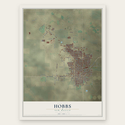 Hobbs, New Mexico map print, the full design