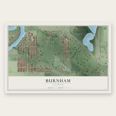 Burnham, Illinois map print, the full design