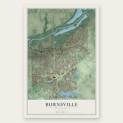 Burnsville, Minnesota map print, the full design