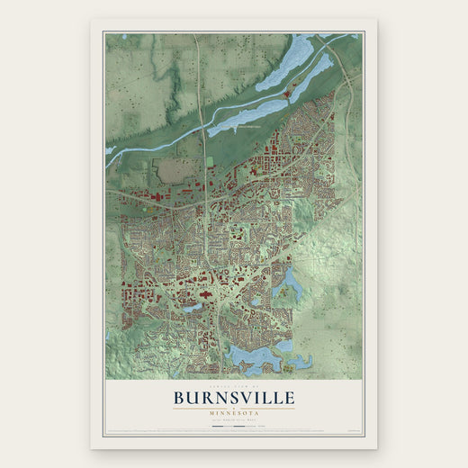 Burnsville, Minnesota map print, the full design