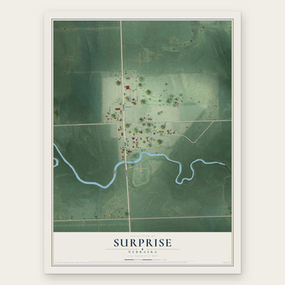 Surprise, Nebraska map print, the full design