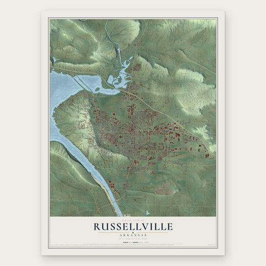 Russellville, Arkansas map print, the full design