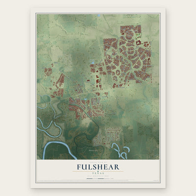 Fulshear, Texas map print, the full design