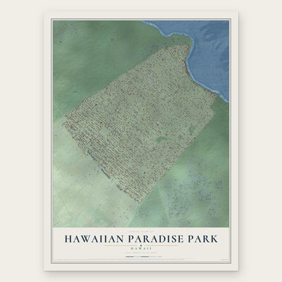 Hawaiian Paradise Park, Hawaii map print, the full design