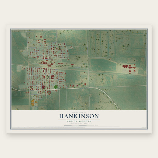 Hankinson, North Dakota map print, the full design