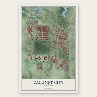 Calumet City, Illinois map print, the full design