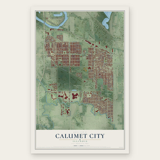 Calumet City, Illinois map print, the full design