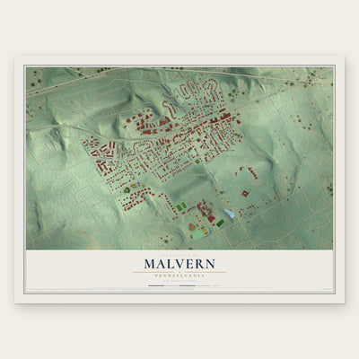 Malvern, Pennsylvania map print, the full design