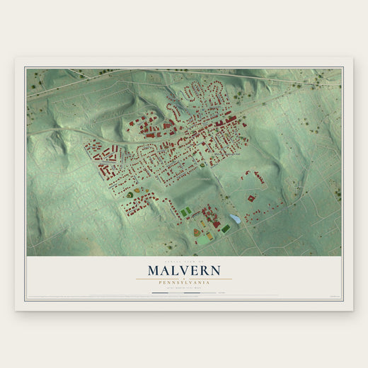 Malvern, Pennsylvania map print, the full design