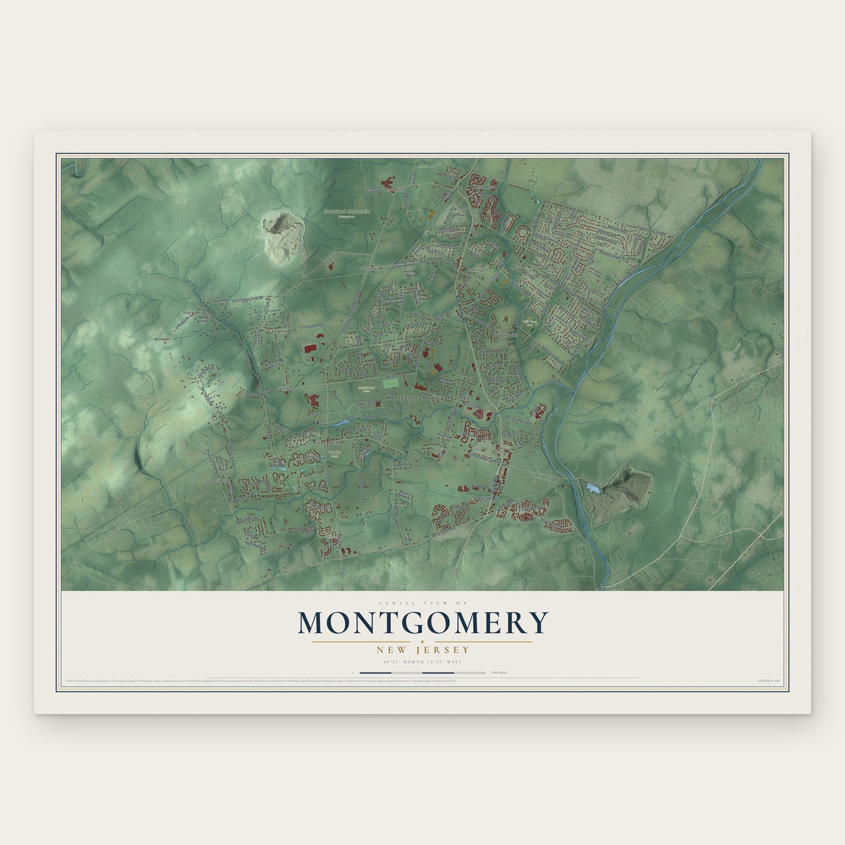 Montgomery, New Jersey map print, the full design