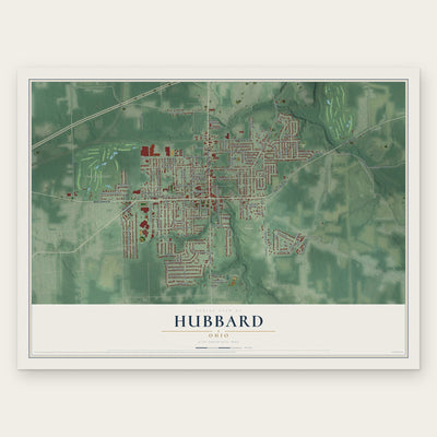 Hubbard, Ohio map print, the full design