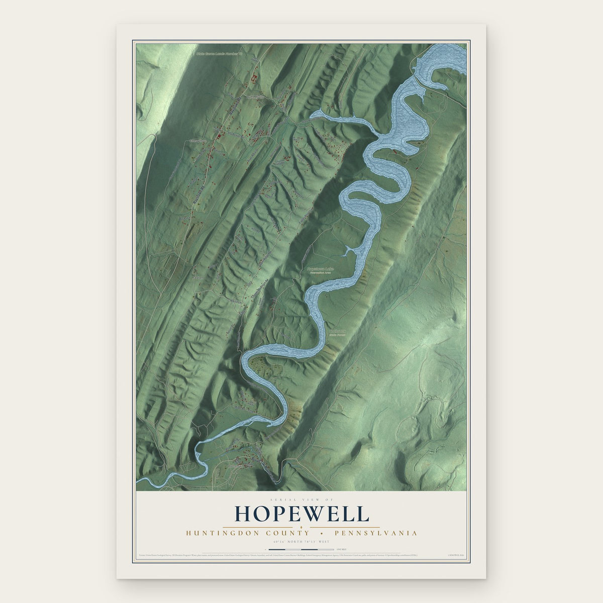 Hopewell, Huntingdon County, Pennsylvania map print, the full design