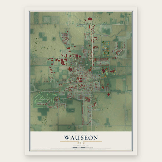 Wauseon, Ohio map print, the full design
