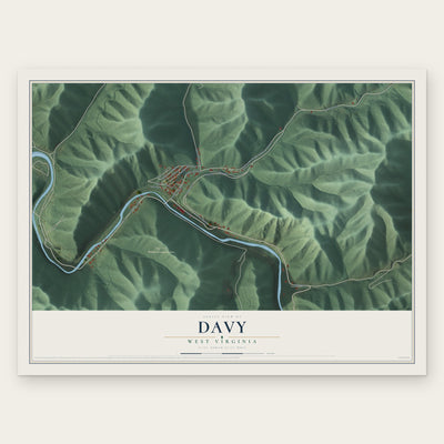Davy, West Virginia map print, the full design